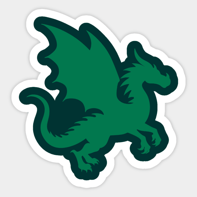 Minimalist Fantasy Green Dragon Silhouette Sticker by DonWillisJrArt